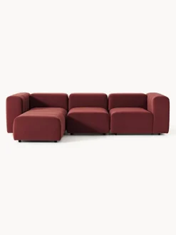 Sofá modular de terciopelo con reposapiés Lena (4 plazas)