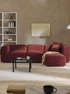 Sofá modular de terciopelo con reposapiés Lena (4 plazas)