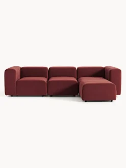 Sofá modular de terciopelo con reposapiés Lena (4 plazas)
