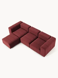 Sofá modular de terciopelo con reposapiés Lena (4 plazas)