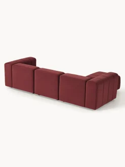 Sofá modular de terciopelo con reposapiés Lena (4 plazas)