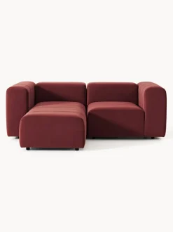 Sofá modular de terciopelo con reposapiés Lena (3 plazas)