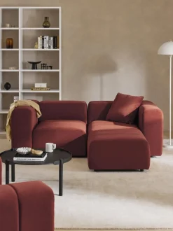 Sofá modular de terciopelo con reposapiés Lena (3 plazas)