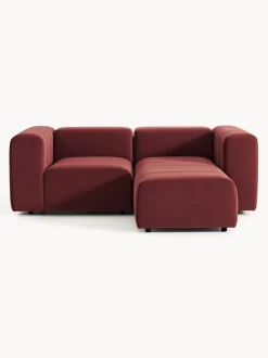 Sofá modular de terciopelo con reposapiés Lena (3 plazas)