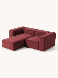 Sofá modular de terciopelo con reposapiés Lena (3 plazas)