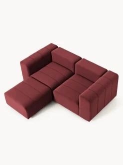 Sofá modular de terciopelo con reposapiés Lena (3 plazas)