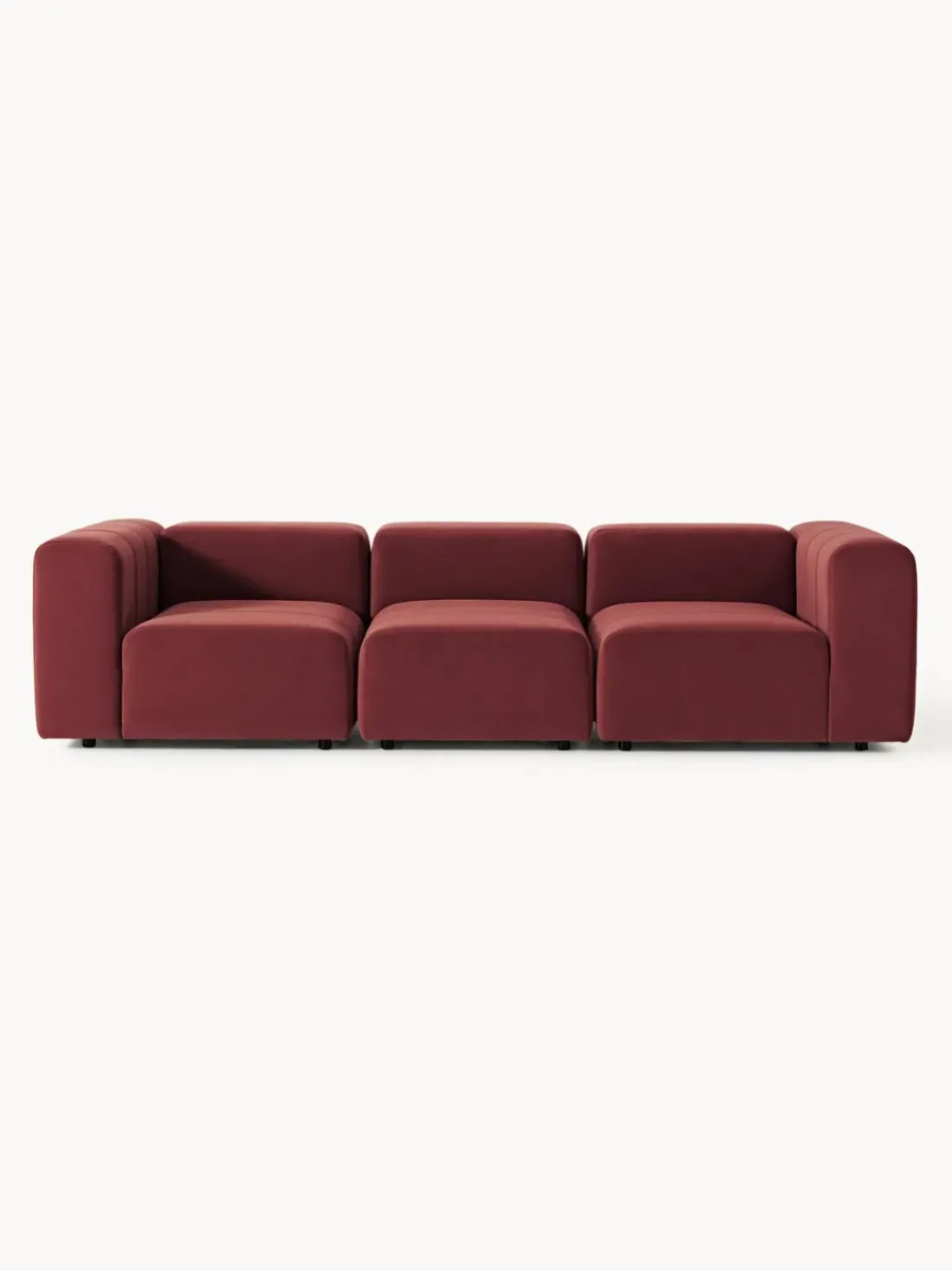 Sofá modular de terciopelo con reposapiés Lena (3 plazas)