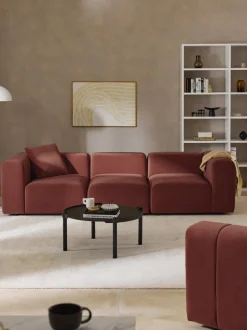 Sofá modular de terciopelo con reposapiés Lena (3 plazas)