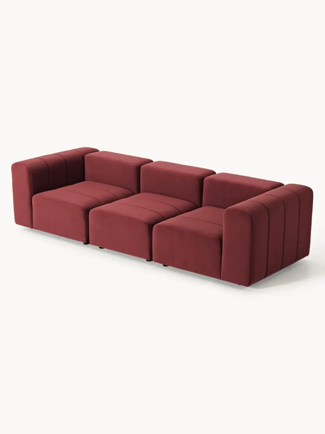Sofá modular de terciopelo con reposapiés Lena (3 plazas)
