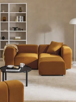 Sofá modular de terciopelo con reposapiés Lena (3 plazas)