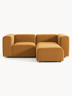 Sofá modular de terciopelo con reposapiés Lena (3 plazas)