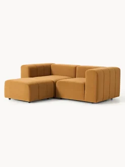 Sofá modular de terciopelo con reposapiés Lena (3 plazas)