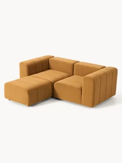 Sofá modular de terciopelo con reposapiés Lena (3 plazas)