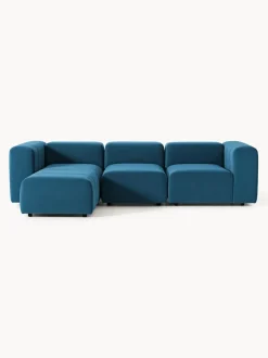 Sofá modular de terciopelo con reposapiés Lena (4 plazas)
