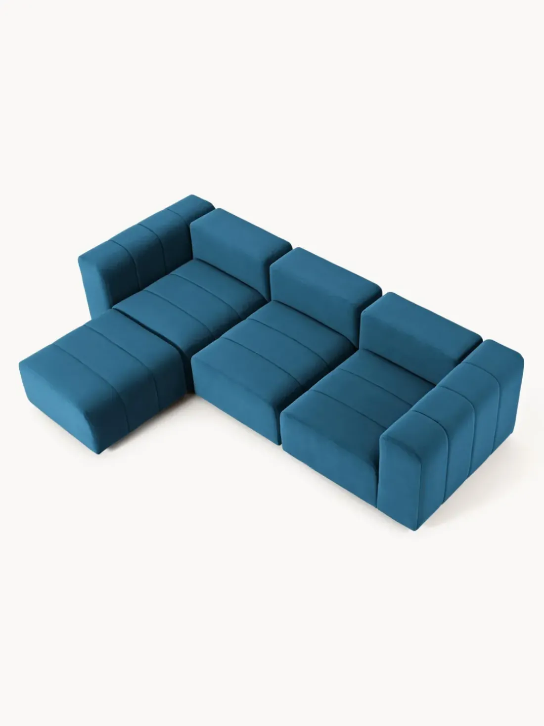 Sofá modular de terciopelo con reposapiés Lena (4 plazas)