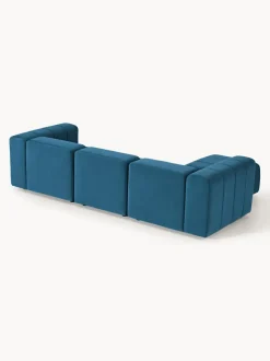 Sofá modular de terciopelo con reposapiés Lena (4 plazas)