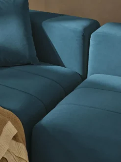 Sofá modular de terciopelo con reposapiés Lena, (3 plazas)