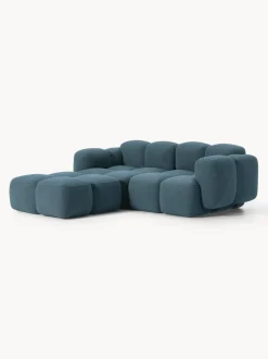 Sofá modular en tejido bouclé con reposapiés Tayla (3 plazas)