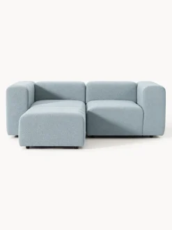 Sofá modular en tejido bouclé Lena (3 plazas), con reposapiés