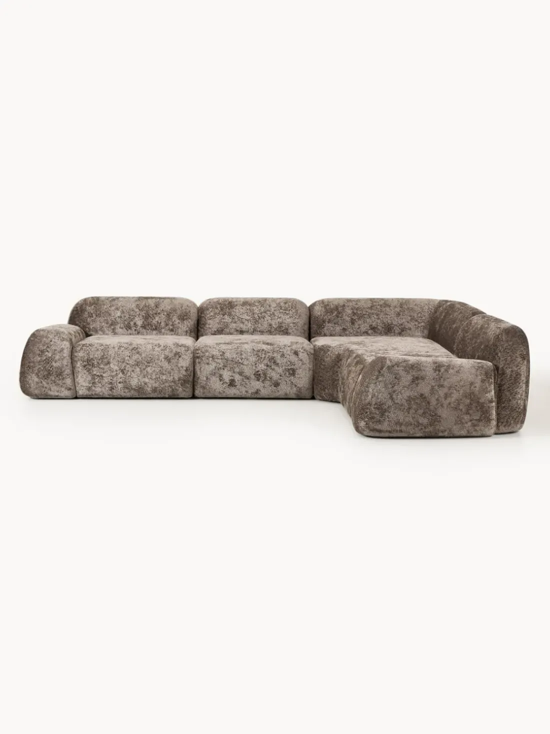 Sofá rinconera de borreguillo bouclé artesanal Wolke (4 plazas)