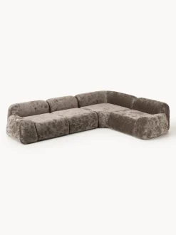 Sofá rinconera de borreguillo bouclé artesanal Wolke (4 plazas)
