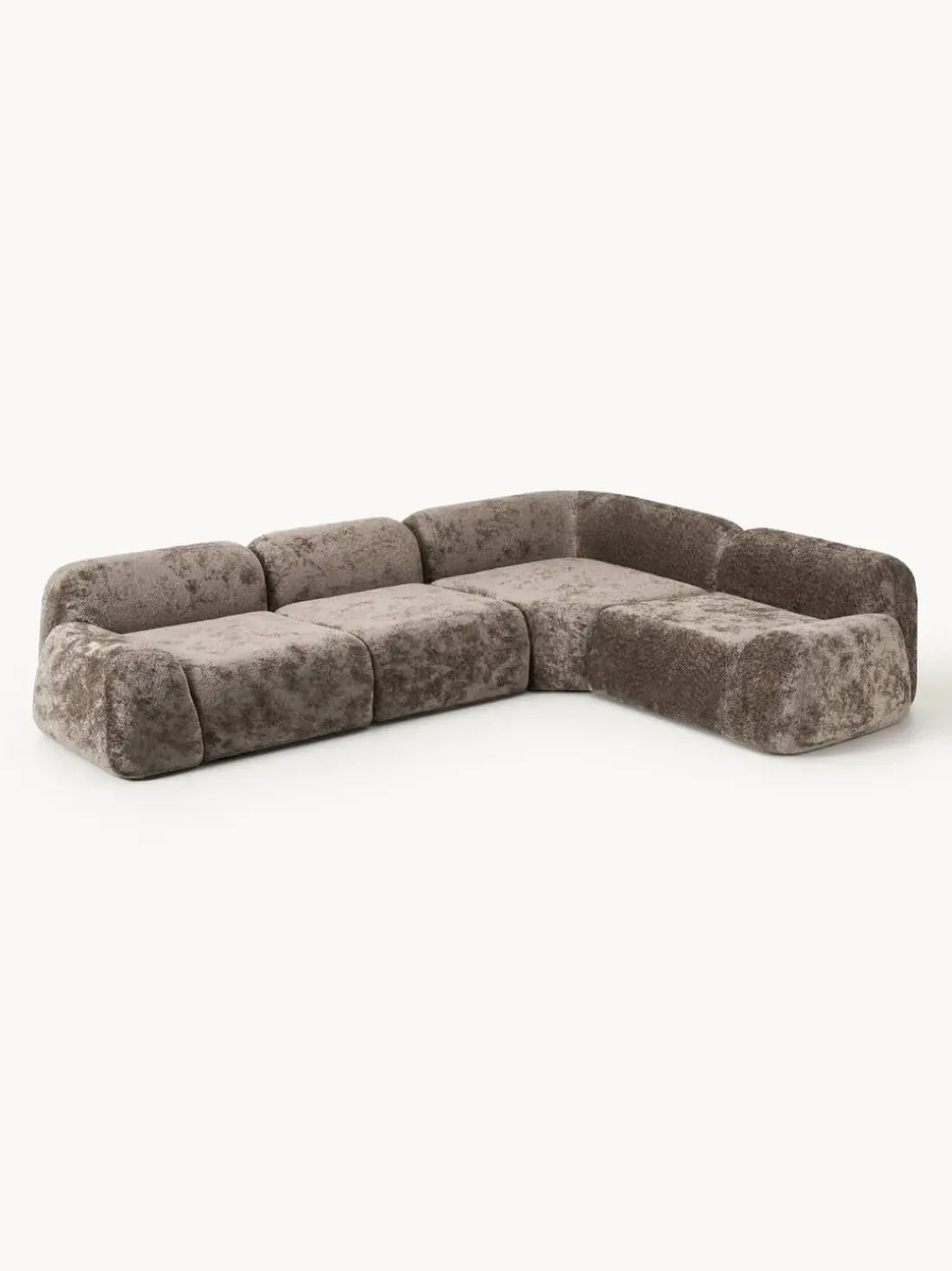 Sofá rinconera de borreguillo bouclé artesanal Wolke (4 plazas)