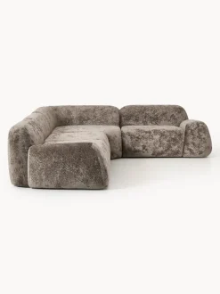 Sofá rinconera de borreguillo bouclé artesanal Wolke (4 plazas)