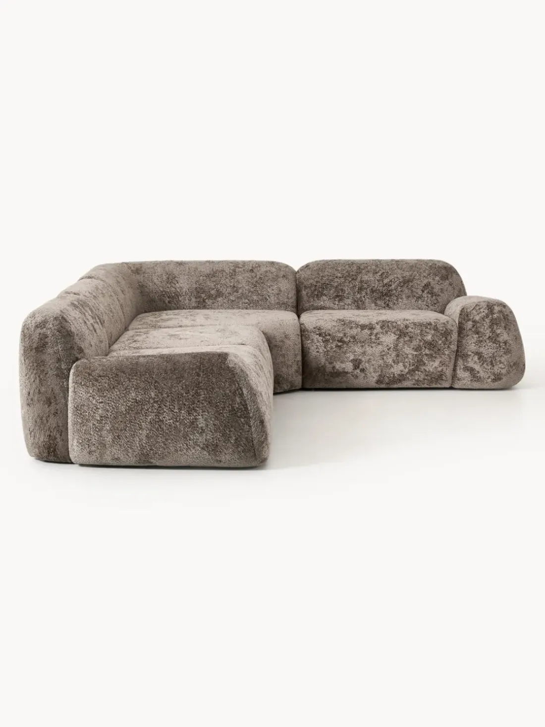 Sofá rinconera de borreguillo bouclé artesanal Wolke (4 plazas)