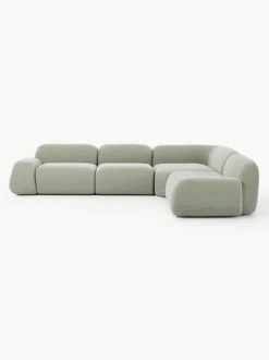 Sofá rinconera en tejido bouclé Wolke (4 plazas)