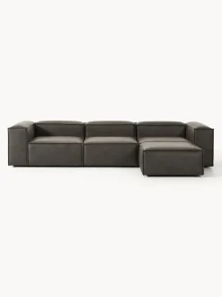 Sofá rinconera modular de cuero reciclado con reposapiés izquierdo/derecho Lennon (4 plazas)