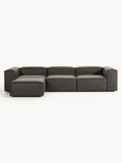 Sofá rinconera modular de cuero reciclado con reposapiés izquierdo/derecho Lennon (4 plazas)