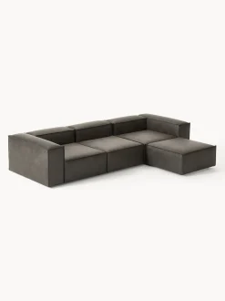 Sofá rinconera modular de cuero reciclado con reposapiés izquierdo/derecho Lennon (4 plazas)