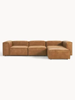 Sofá rinconera modular de cuero reciclado con reposapiés izquierdo/derecho Lennon (4 plazas)