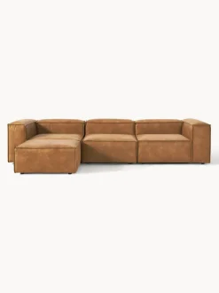 Sofá rinconera modular de cuero reciclado con reposapiés izquierdo/derecho Lennon (4 plazas)