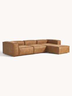 Sofá rinconera modular de cuero reciclado con reposapiés izquierdo/derecho Lennon (4 plazas)
