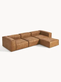 Sofá rinconera modular de cuero reciclado con reposapiés izquierdo/derecho Lennon (4 plazas)