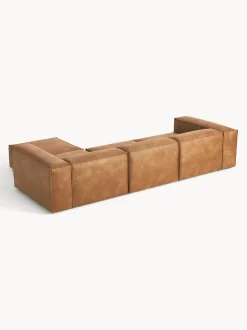 Sofá rinconera modular de cuero reciclado con reposapiés izquierdo/derecho Lennon (4 plazas)