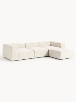 Sofá rinconera modular de mezcla de lino con reposapiés izquierdo/derecho Lennon (4 plazas)
