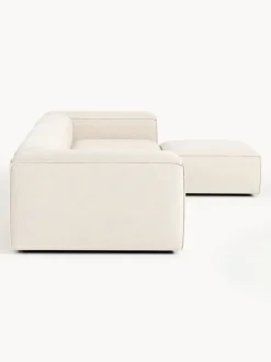Sofá rinconera modular de mezcla de lino con reposapiés izquierdo/derecho Lennon (4 plazas)