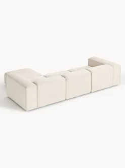 Sofá rinconera modular de mezcla de lino con reposapiés izquierdo/derecho Lennon (4 plazas)