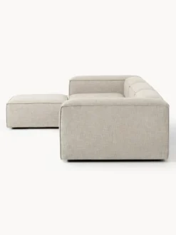 Sofá rinconera modular de mezcla de lino con reposapiés izquierdo/derecho Lennon (4 plazas)