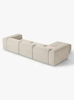 Sofá rinconera modular de mezcla de lino con reposapiés izquierdo/derecho Lennon (4 plazas)