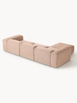 Sofá rinconera modular de mezcla de lino con reposapiés izquierdo/derecho Lennon (4 plazas)