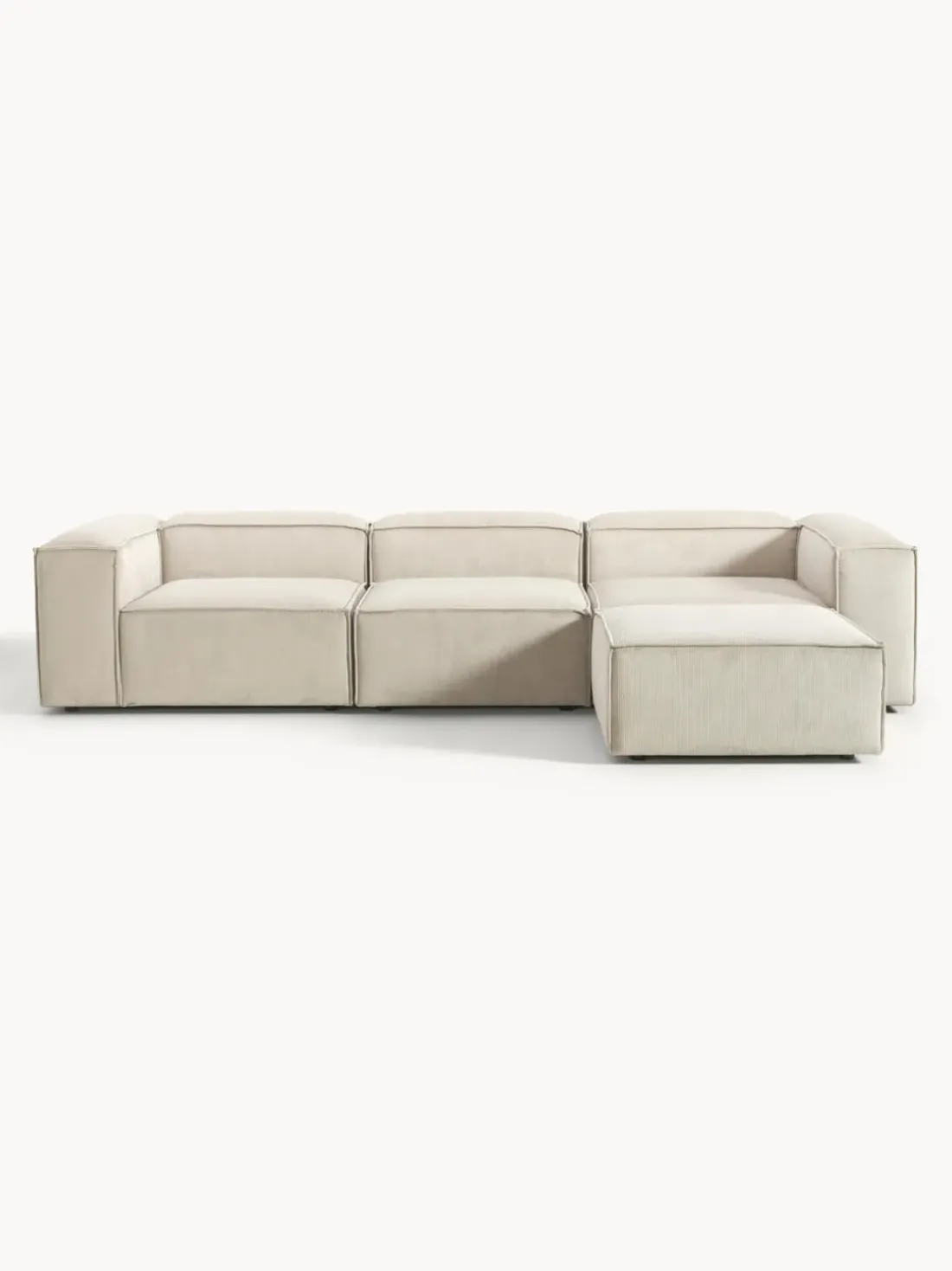 Sofá rinconera modular de pana con reposapiés izquierdo/derecho Lennon (4 plazas)