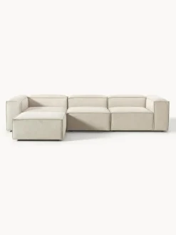 Sofá rinconera modular de pana con reposapiés izquierdo/derecho Lennon (4 plazas)