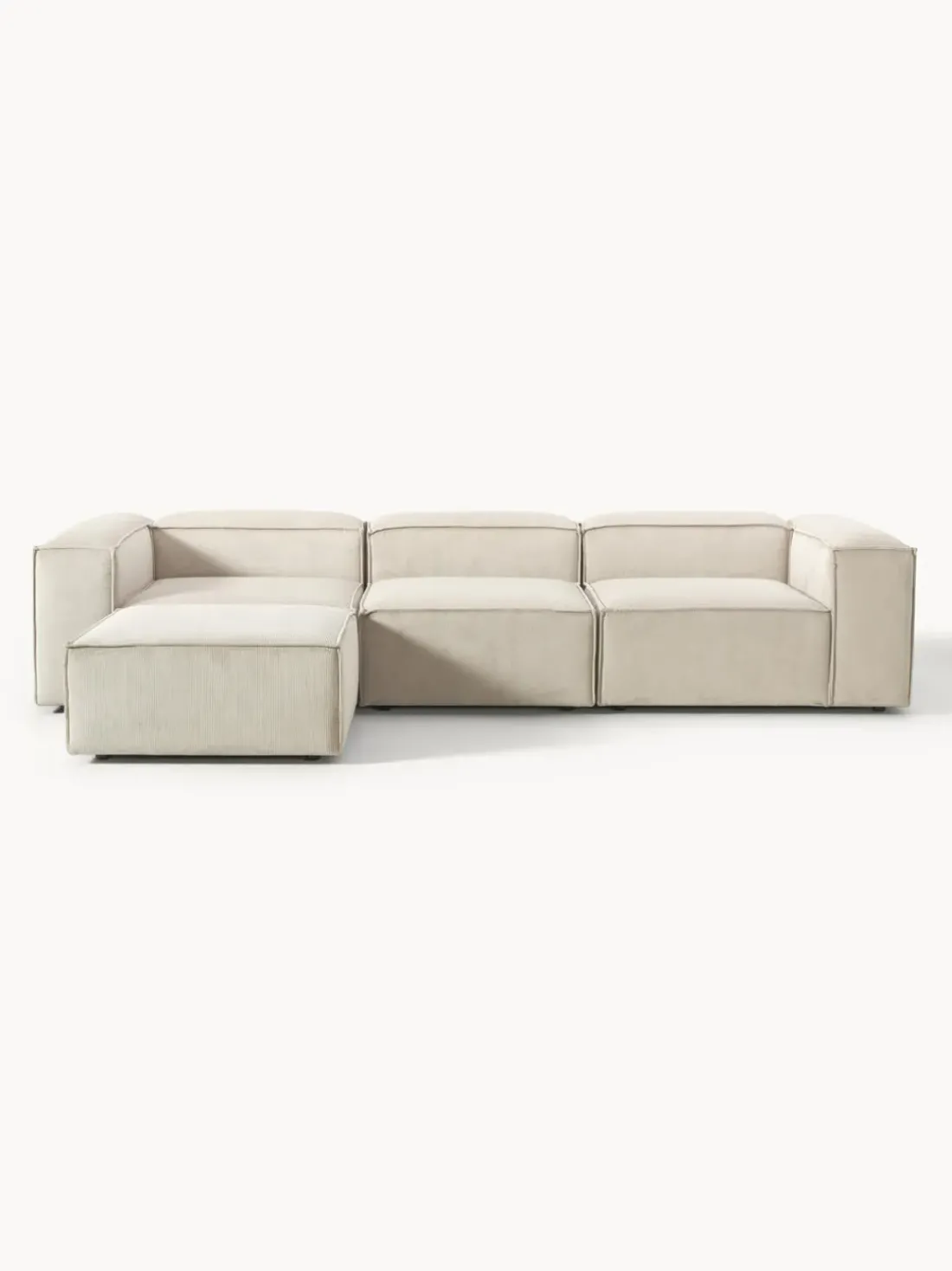 Sofá rinconera modular de pana con reposapiés izquierdo/derecho Lennon (4 plazas)
