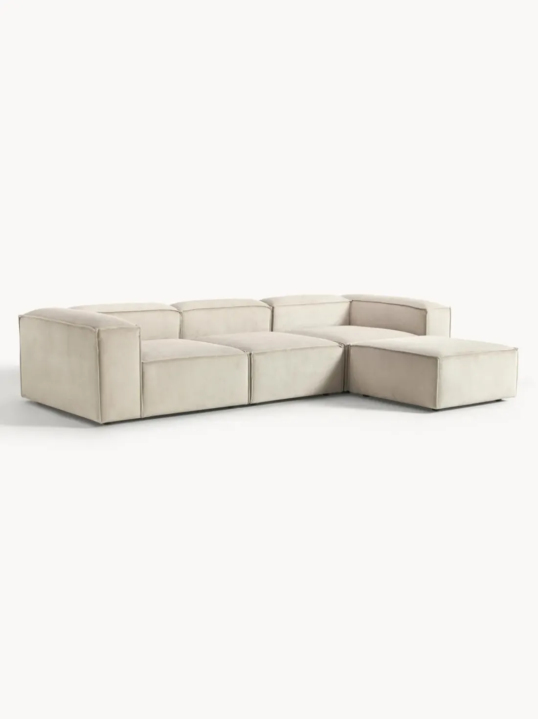 Sofá rinconera modular de pana con reposapiés izquierdo/derecho Lennon (4 plazas)