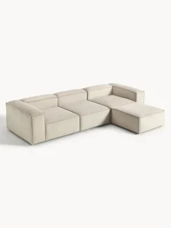 Sofá rinconera modular de pana con reposapiés izquierdo/derecho Lennon (4 plazas)