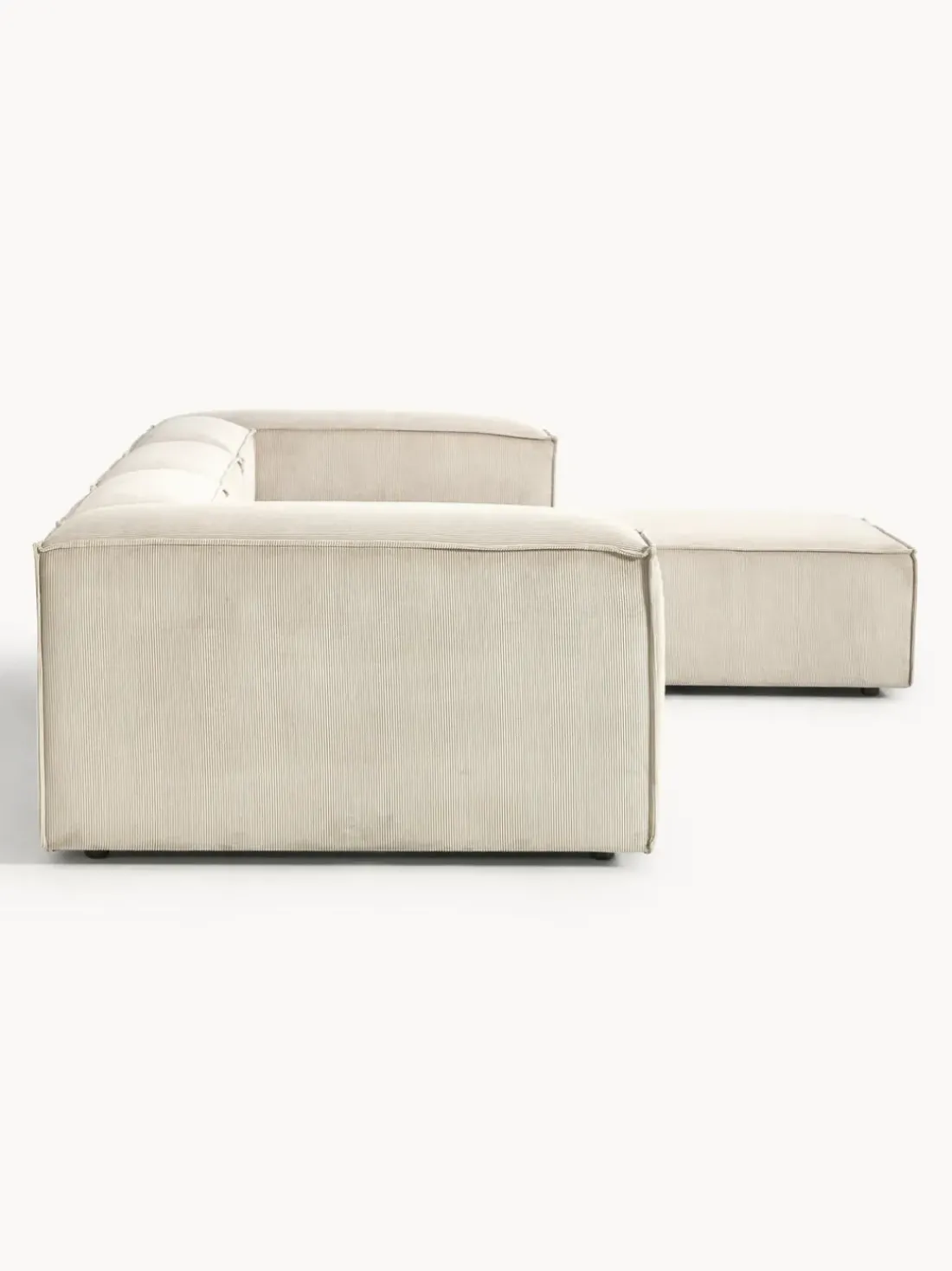 Sofá rinconera modular de pana con reposapiés izquierdo/derecho Lennon (4 plazas)