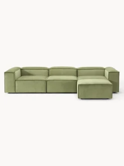 Sofá rinconera modular de pana con reposapiés izquierdo/derecho Lennon (4 plazas)